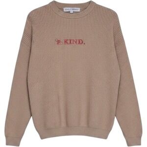 Soul Honey Sweater Small Tan Bee Kind Embroidered Ribbed Crew Neck Long‎ Sleeve